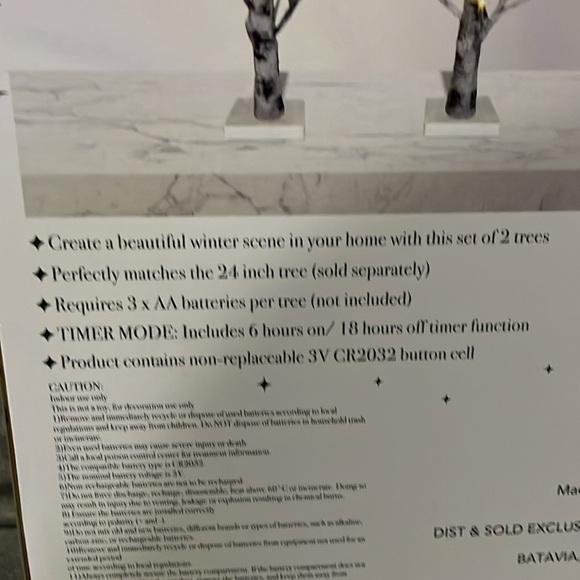 Indoor Christmas Light Up LED Faux Birch Trees, Set of 2, 18” - Picture 6 of 9